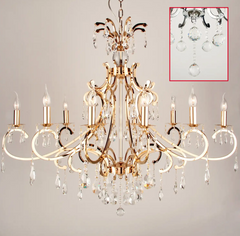 Chandelier gold with 10 arms 118 x 37 x 80 cm