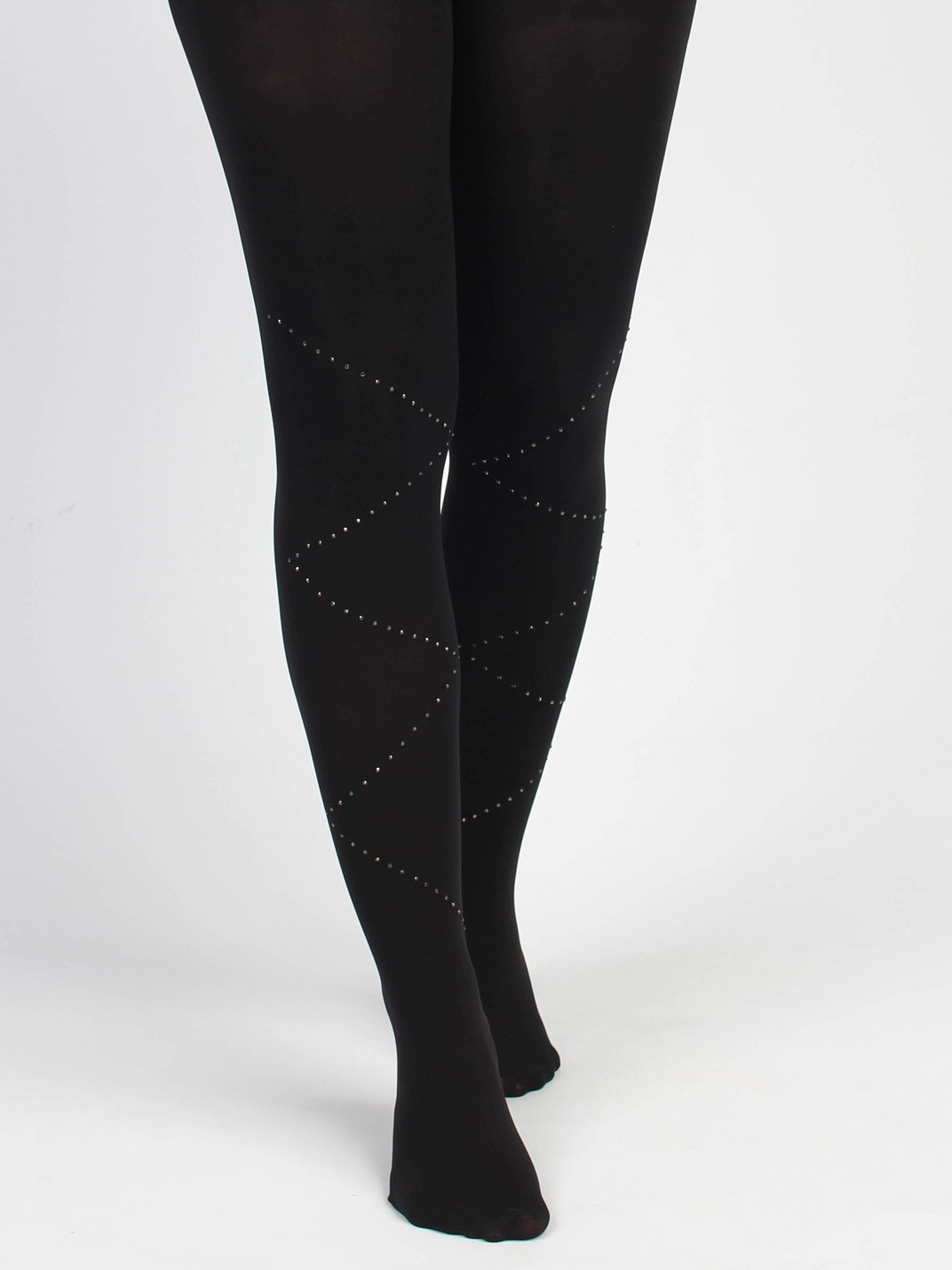 Abia - Sorte Nylonstrømper Med Sorte Sten - Krone 1