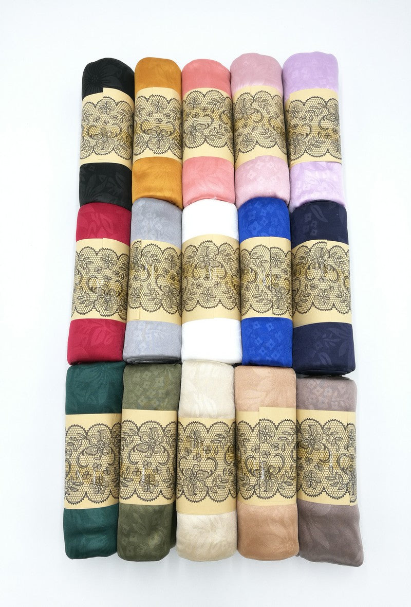 Satin scarf with floral motif