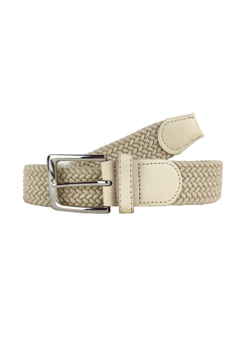 Elastic belt with silver closure