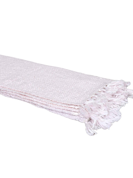 Stikket Plaid med kvaster 130x170 cm rosa