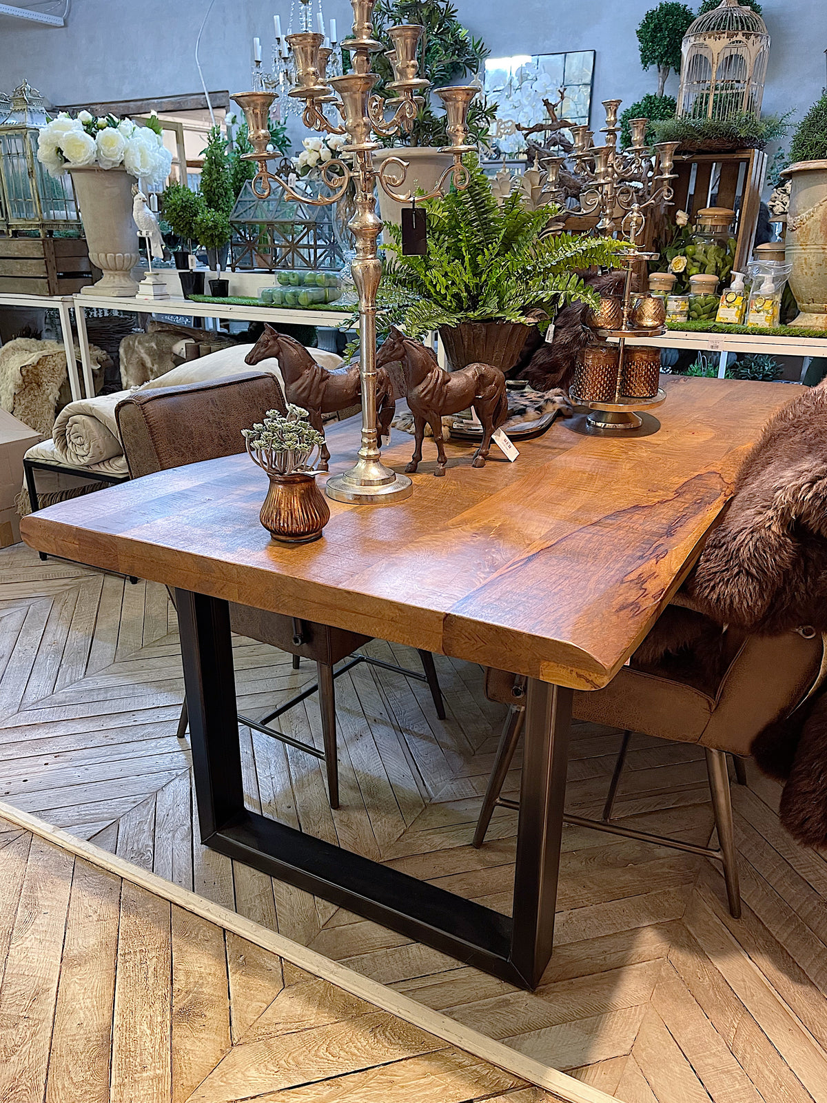 Brown dining table U legs 220cm