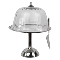 Cake topper silver with cake knife ALU BR/NI 39x39x49cm