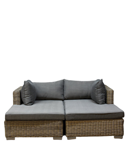 Lazice Lounge, Sofa two split, Gray Cushions, Weatherproof wicker