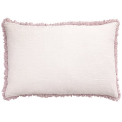 Lilla hørpude med frynser 60 x 90 cm Elegant pude i hør til sofa og seng