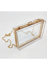Gennemsigtig taske med guld kæde Elegant clutch til enhver lejlighed