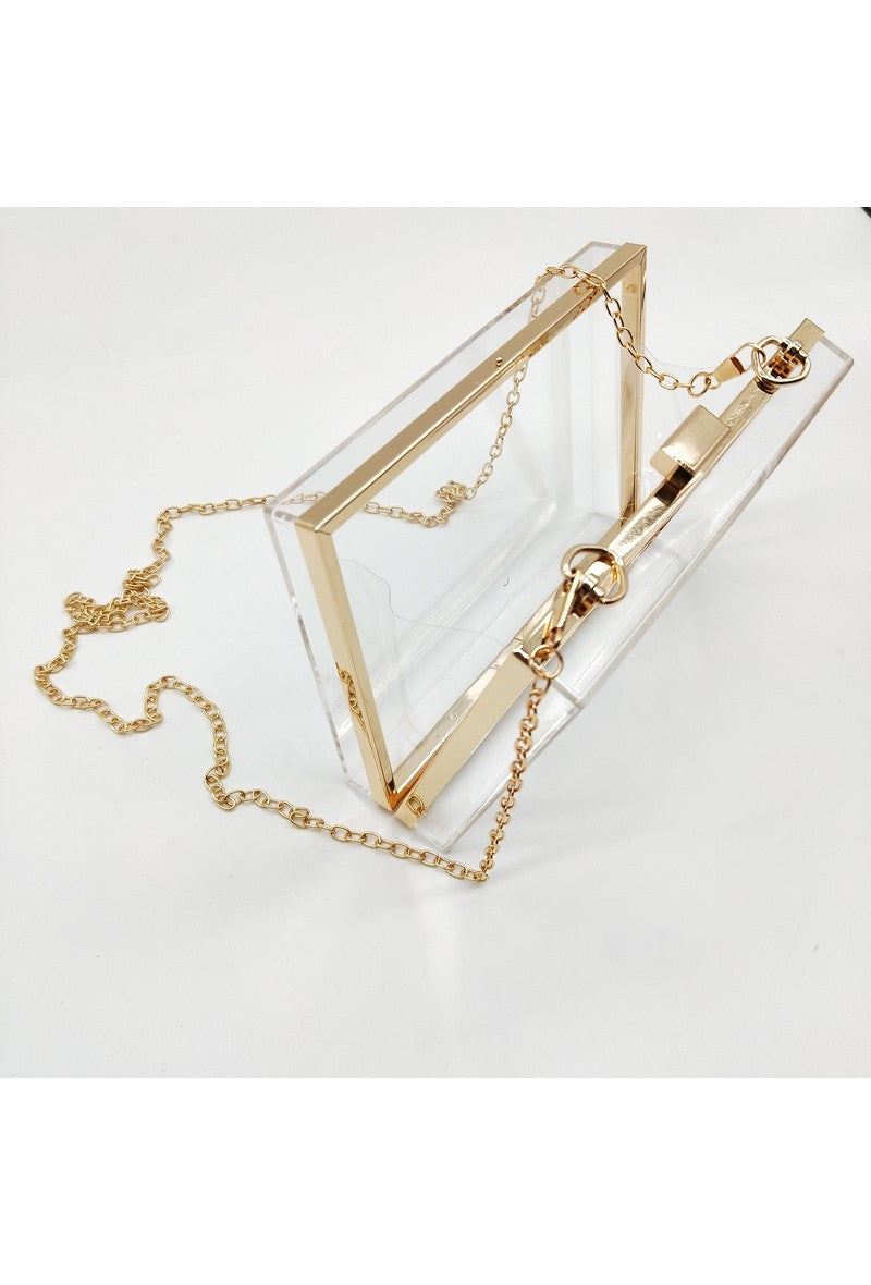 Gennemsigtig taske med guld kæde Elegant clutch til enhver lejlighed