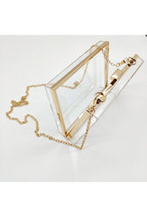 Gennemsigtig taske med guld kæde Elegant clutch til enhver lejlighed