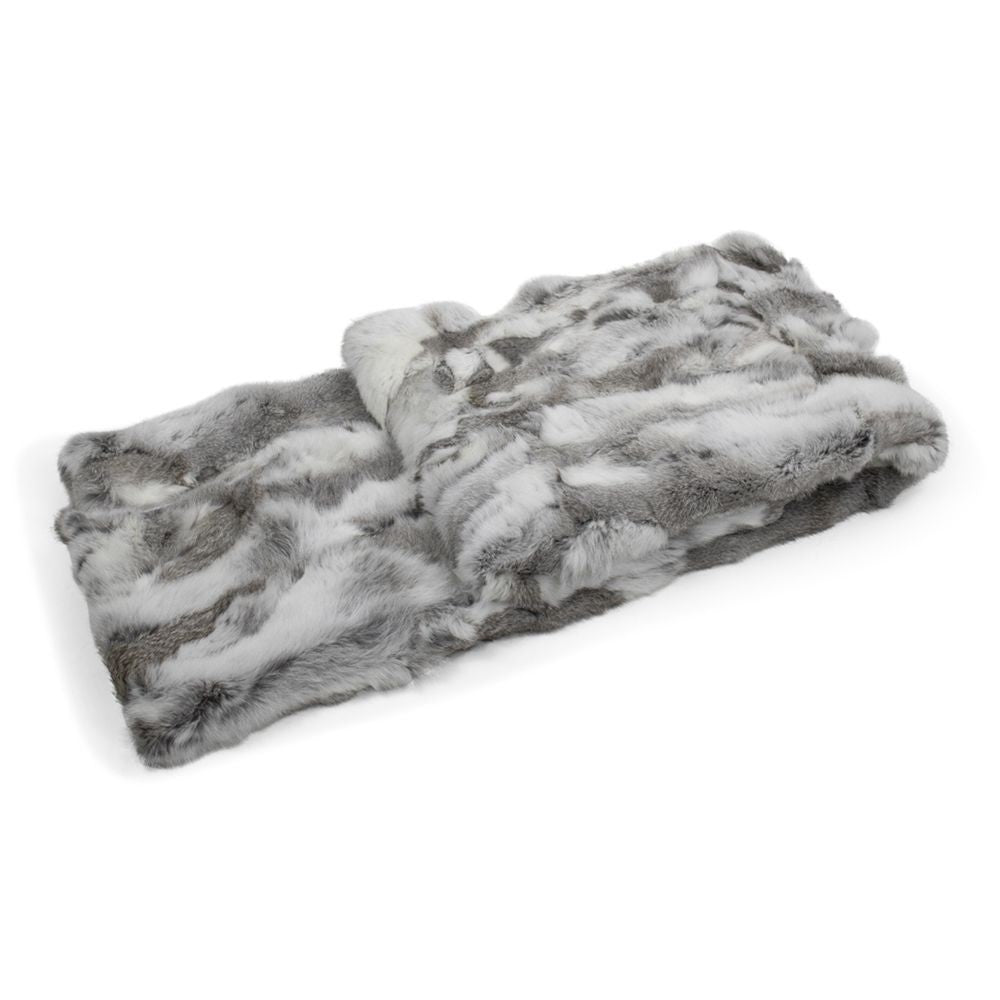Gray rabbit fur plaid 130x180cm