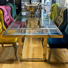 Table 220x90x77cm Clear Glass