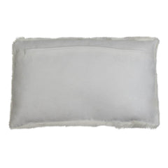 White rabbit fur oblong pillow 30x50cm