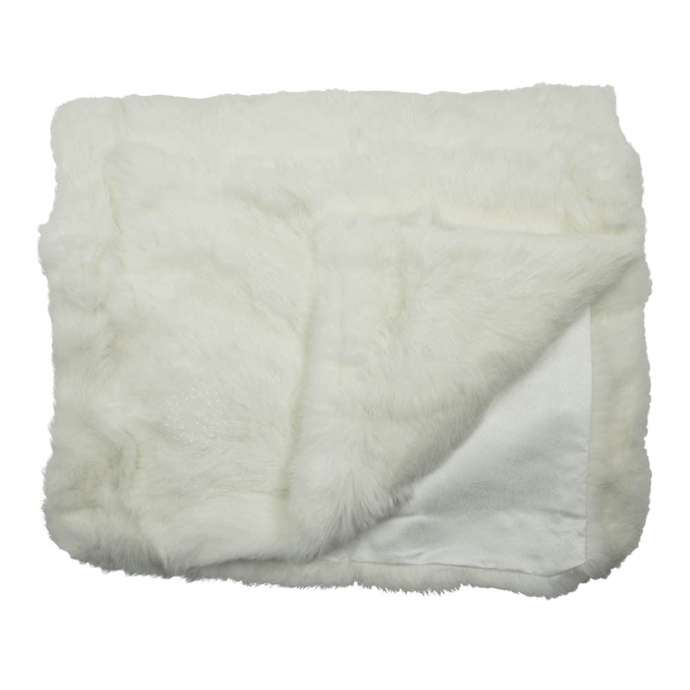White rabbit fur plaid 130x180cm