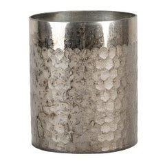 Fyrfadsstage i sølvfarvet glas Ø 11x7 cm